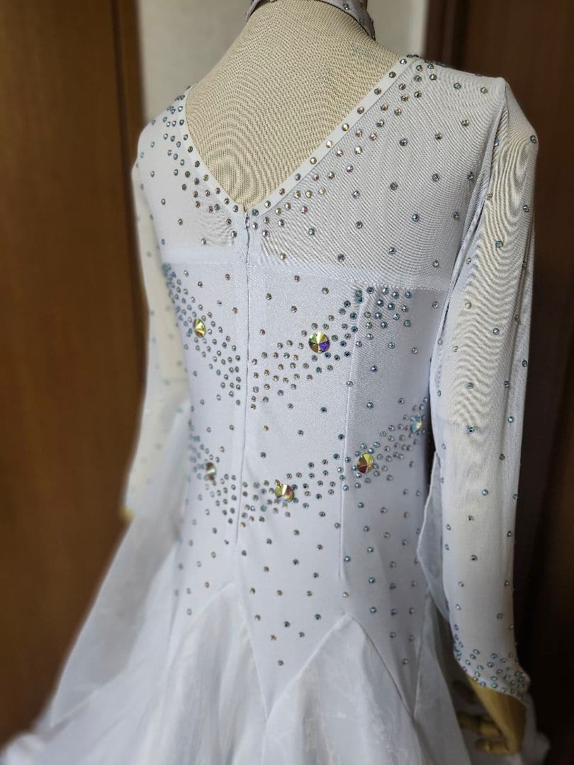 社交ダンス ドレス パーティー トライアル スタンダード モダン 白 XL