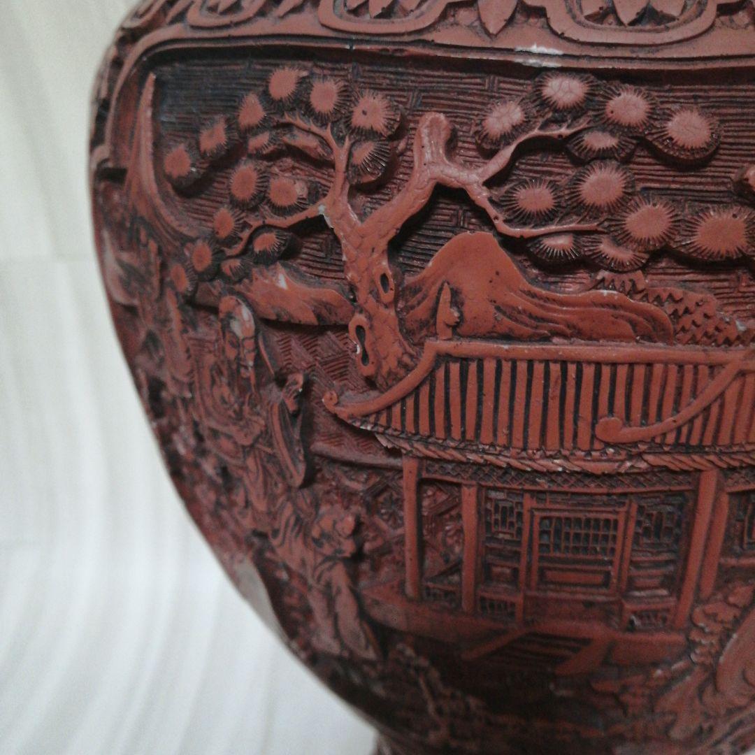 中国の花瓶　中国の堆朱　美術品　工芸品　置物　年代物　骨董品 古美術 当時物