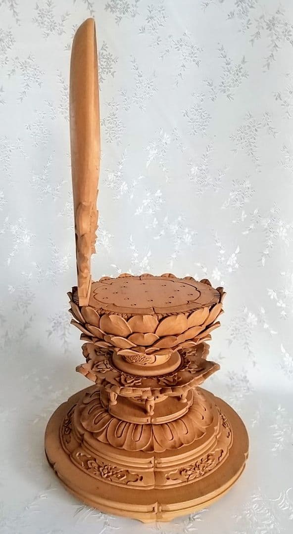 台座+光背 3.5寸坐像用#596 円台 円光 木彫 仏像付属品