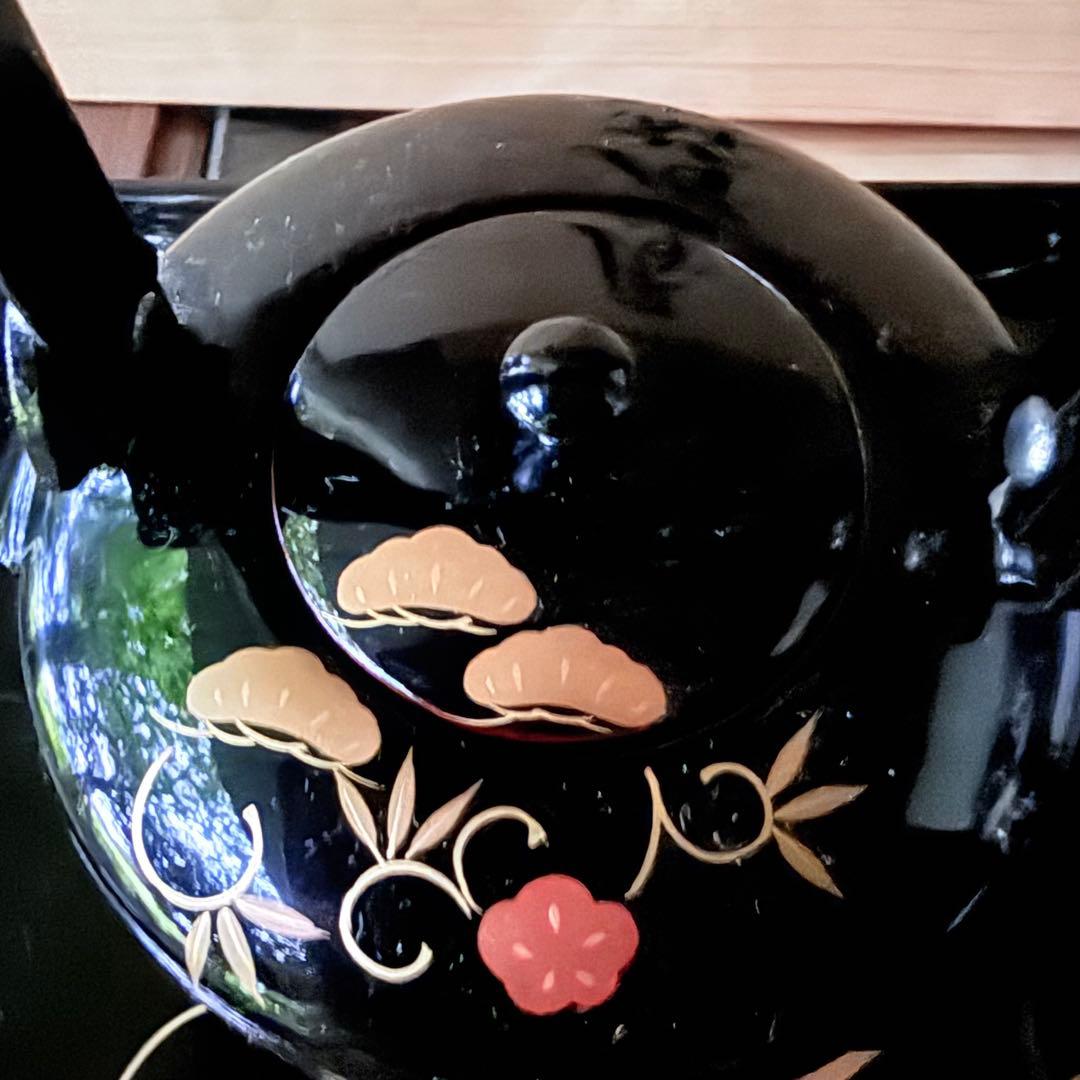 超限定1月21日20時迄‼️JAPAN天然木会津塗お屠蘇器蒔絵松竹梅四ッ揃杉箱入