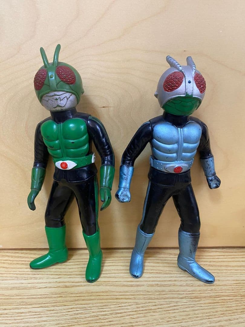 当時物　旧バンダイ社製　仮面ライダー１号＆２号　希少ソフビフィギュア２体セット