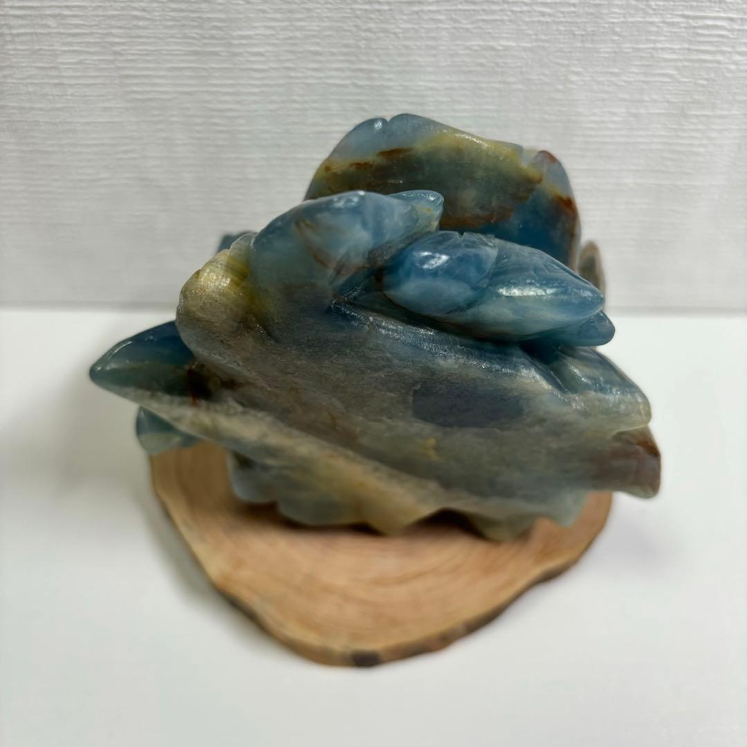 青瑪瑙 ブルーオニキス 彫刻 置物 カービング