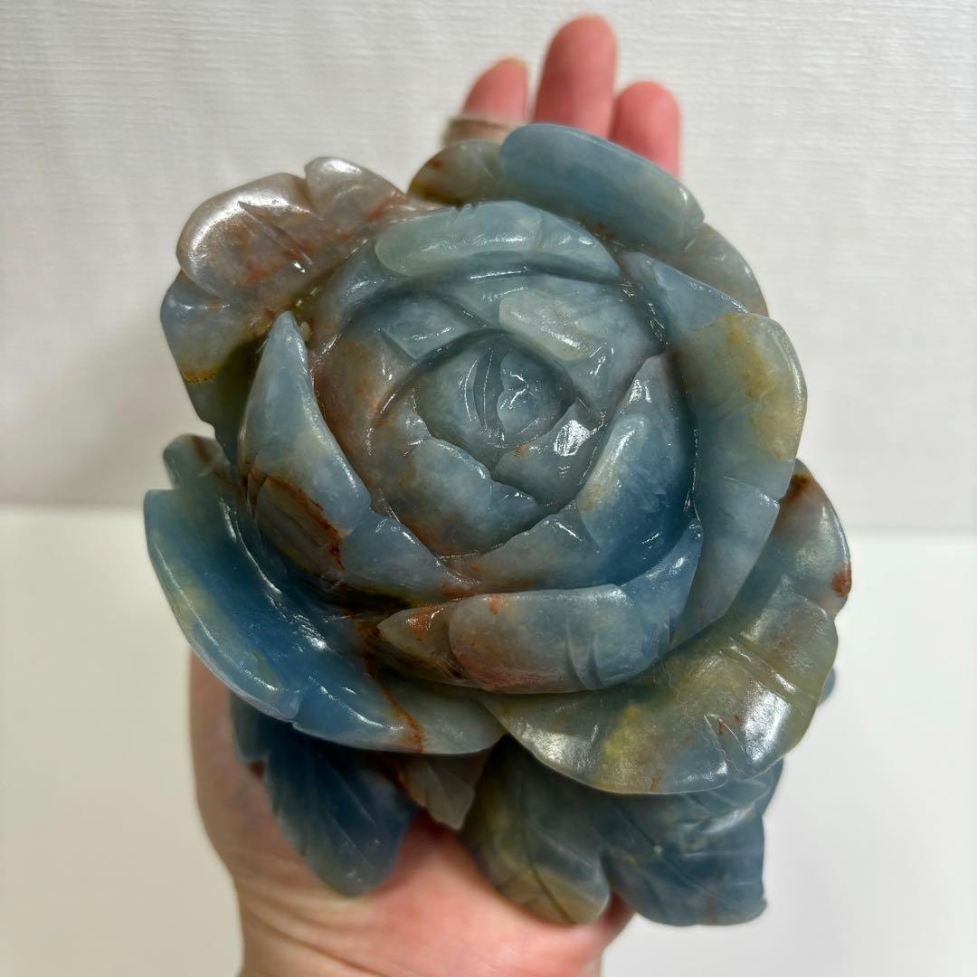 青瑪瑙 ブルーオニキス 彫刻 置物 カービング