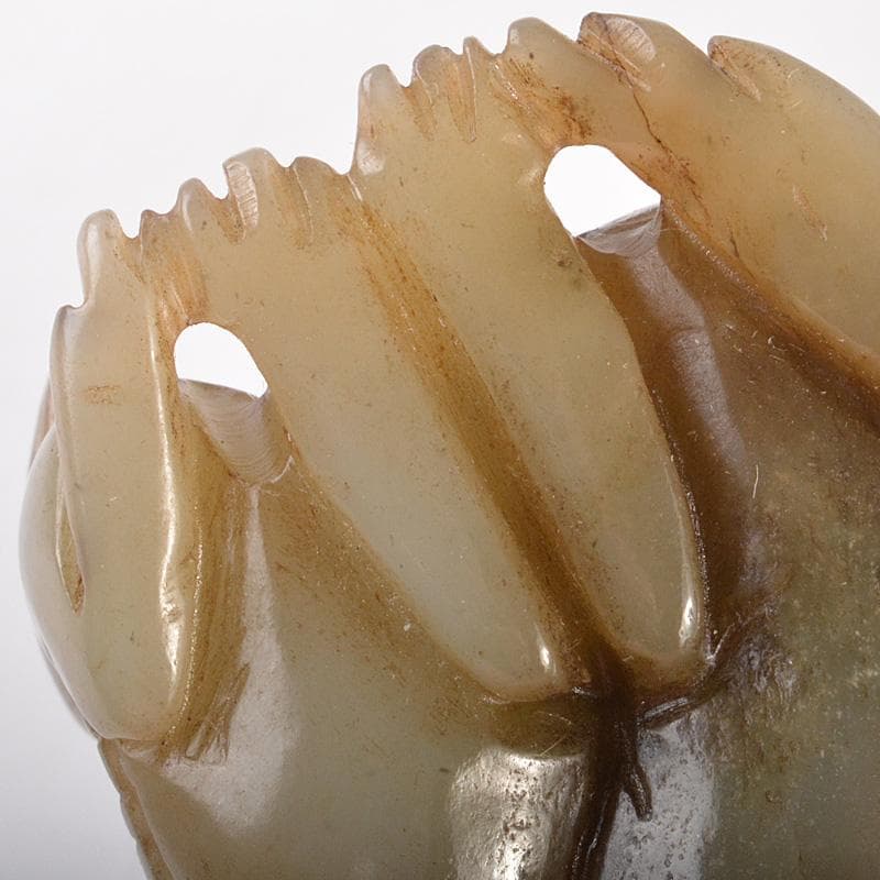 中国　玉石彫刻　親子鳥彫　根付　紙鎮　置物　C　7757E