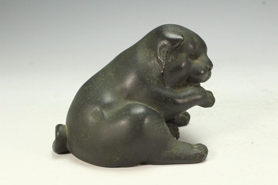 古銅 小狗 置物(K-A814)