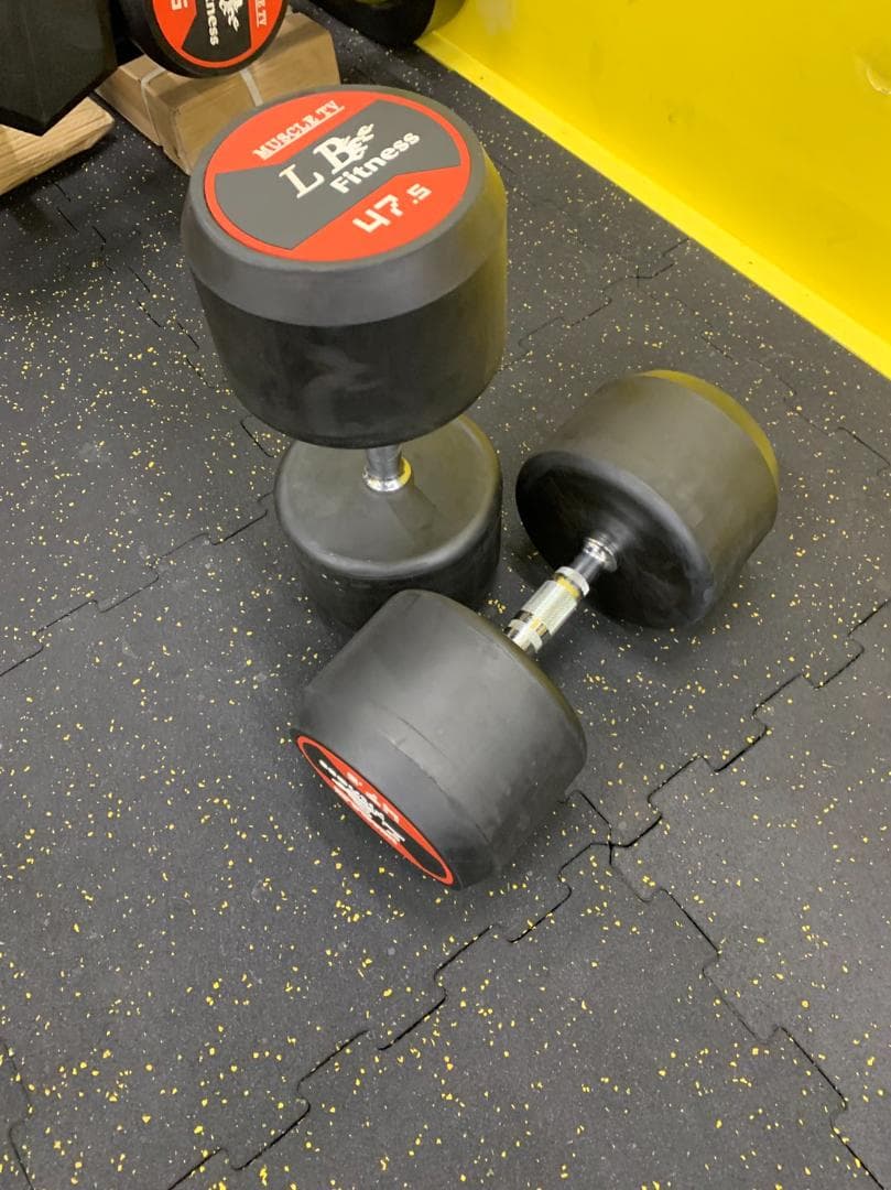 訳あり　30％割引　処分ラバーダンベル　47.5㎏　2個