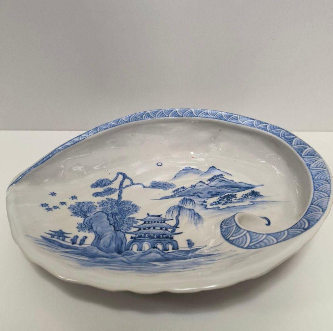 青白磁 貝殻型 陶器皿 31cm