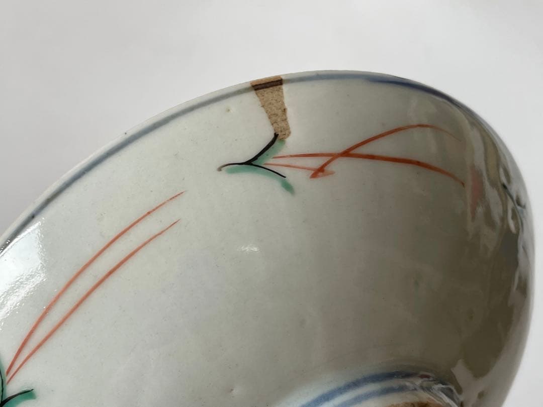 骨董　アンティーク　古九谷　色絵古九谷　鳳凰図　小碗　小皿　向付　金継ぎ　箱付き