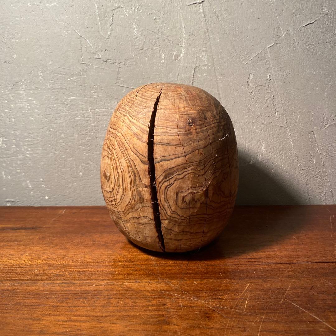 時代物 木彫り だるま木型 達磨 置物 骨董品 古道具 オブジェ アンティーク