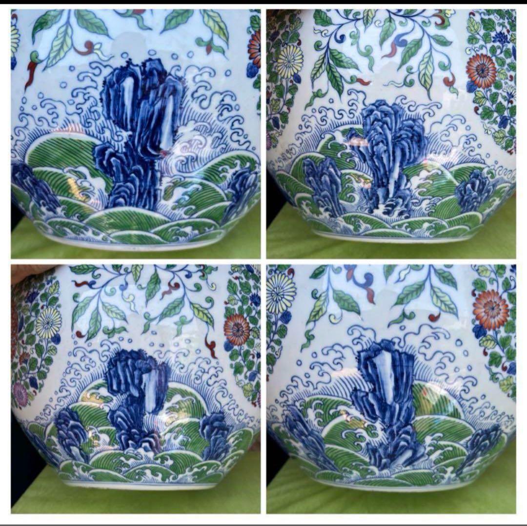 中国　古美術　清時代 斗彩天球特大花瓶 【大清雍正年製】在銘y115