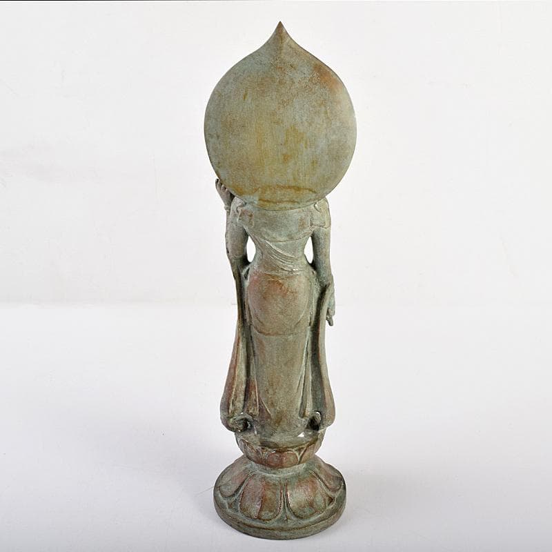 彫刻家　佐々木大樹作　青銅　観音像　仏像　重さ約1.9㎏　共箱　M　R7716B