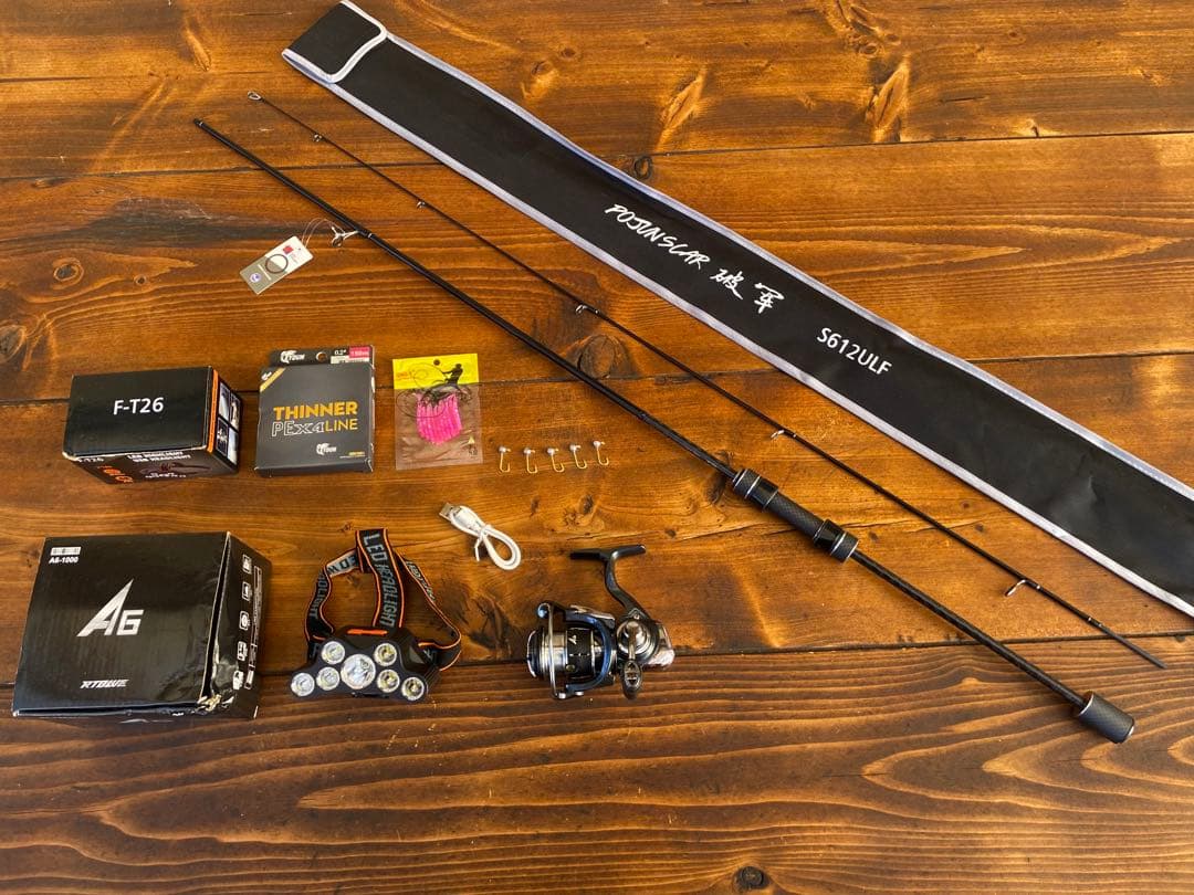 アジングセット　アジングロッド　S612ULF 183cm スピニング　ブラック