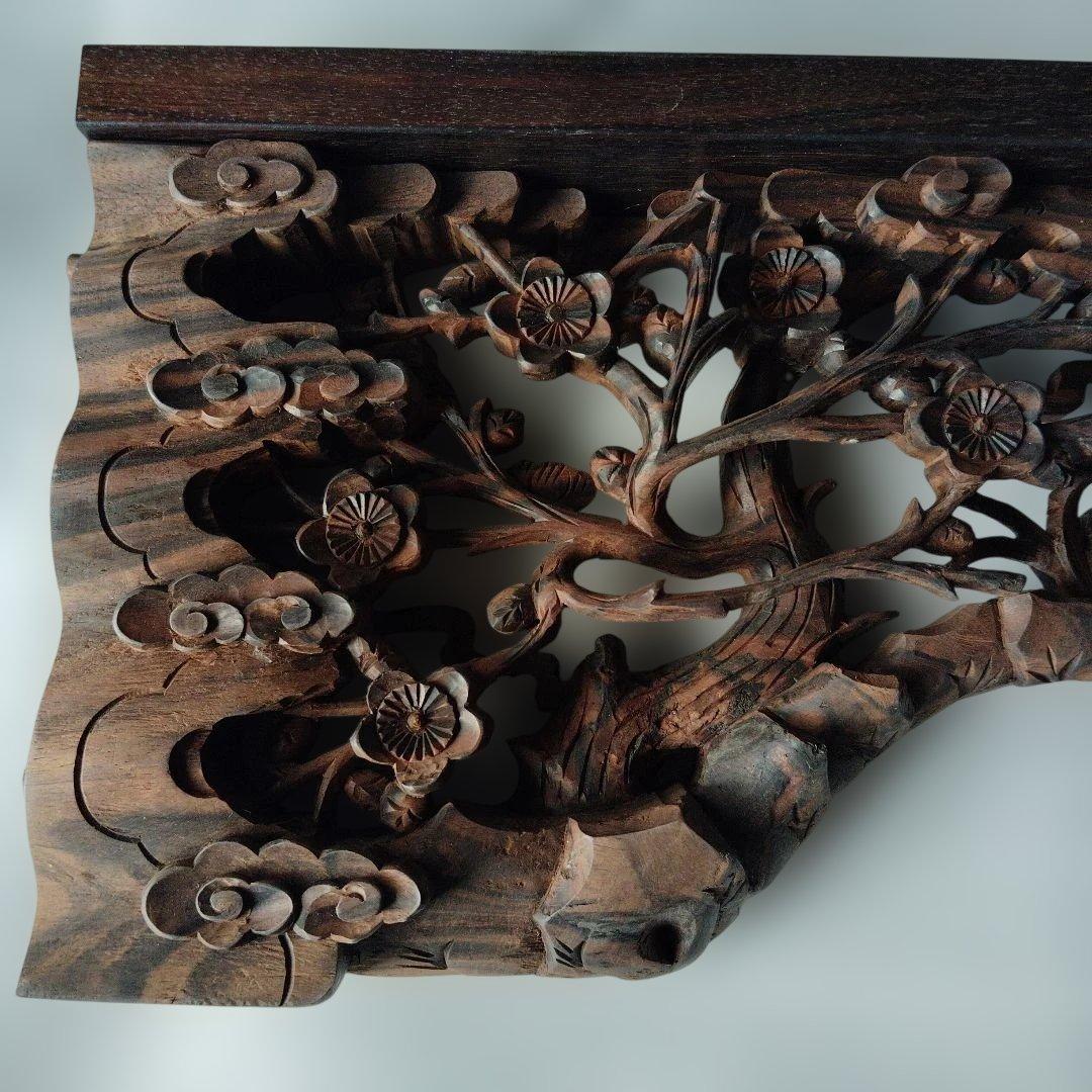 縞黒檀無垢欄間　仏壇用55cm巾