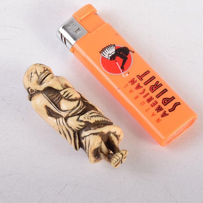 時代提げ物　獣骨製　翁　人物　根付　V　6915