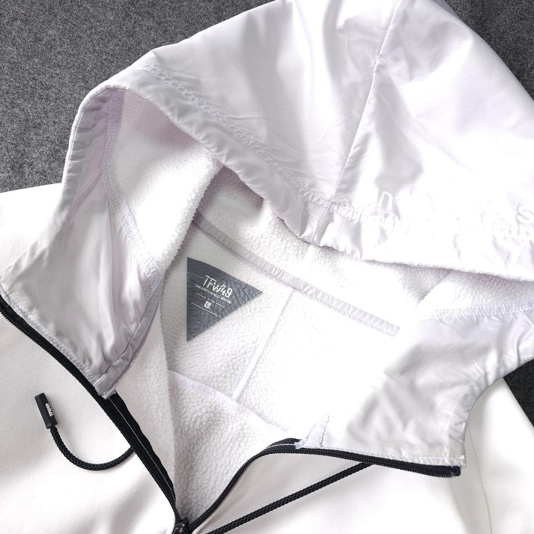 TFW49 異素材 ダンボールニット ハーフジッププルオーバーパーカー L 白