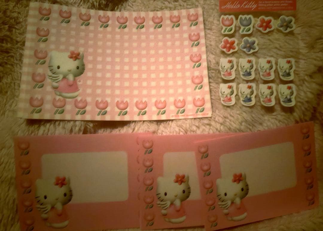 平成レトロ ハローキティチューリップレターセットシール付き 1999年頃当時物
