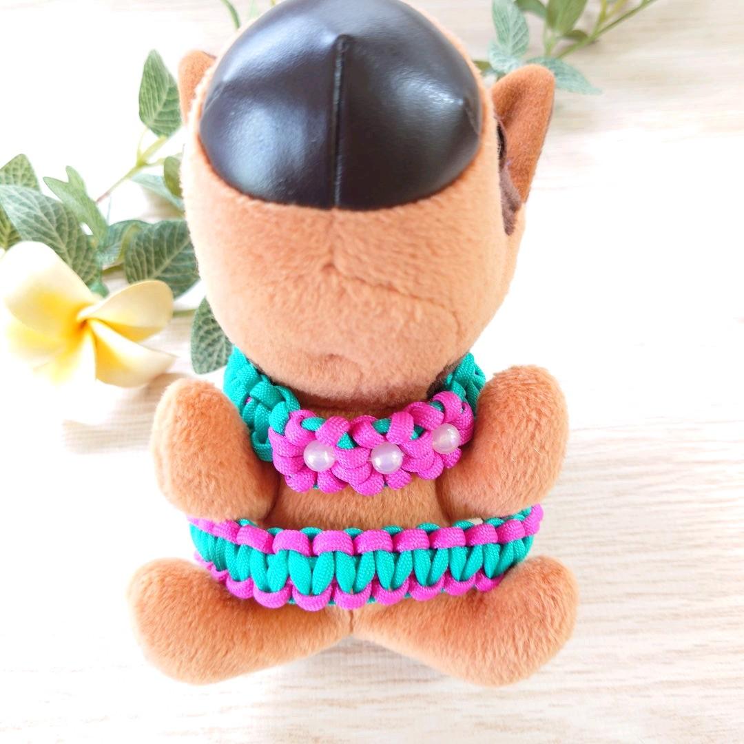 【完成品】パラコード　ハーネス　ピンクフラワー３個　№075