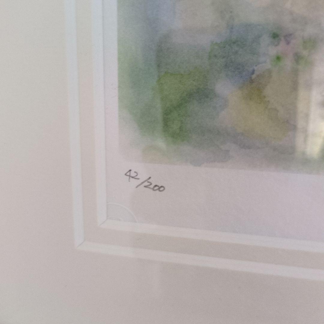 土田穣 絵画・アート(版画額装品)/ピンクの花/ウサギ・うさぎ