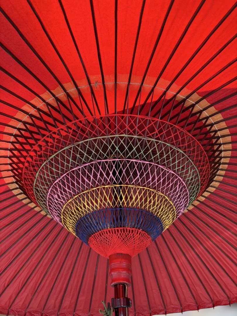 【中古品】野点傘（3尺5寸）　傘立　竹スイハツ（歌花筒）