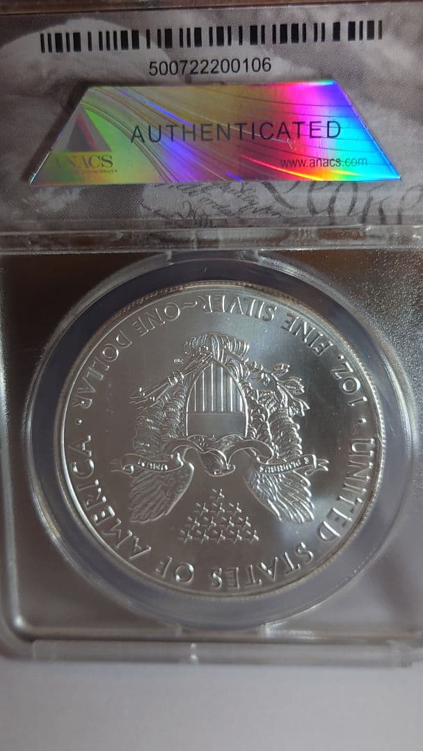 m*1様 アメリカ　イーグルー1ドル 銀貨 ANACS(アメリカ鑑定会社)MS6