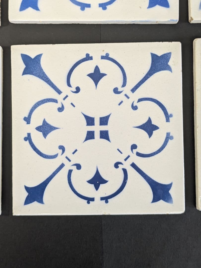 イギリス アンティーク ブルー&ホワイト タイル 6枚セット