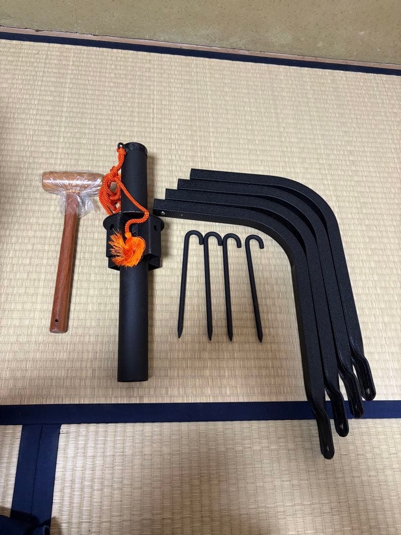 【茶道具】傘立（紙箱）クイ、ハンマーセット