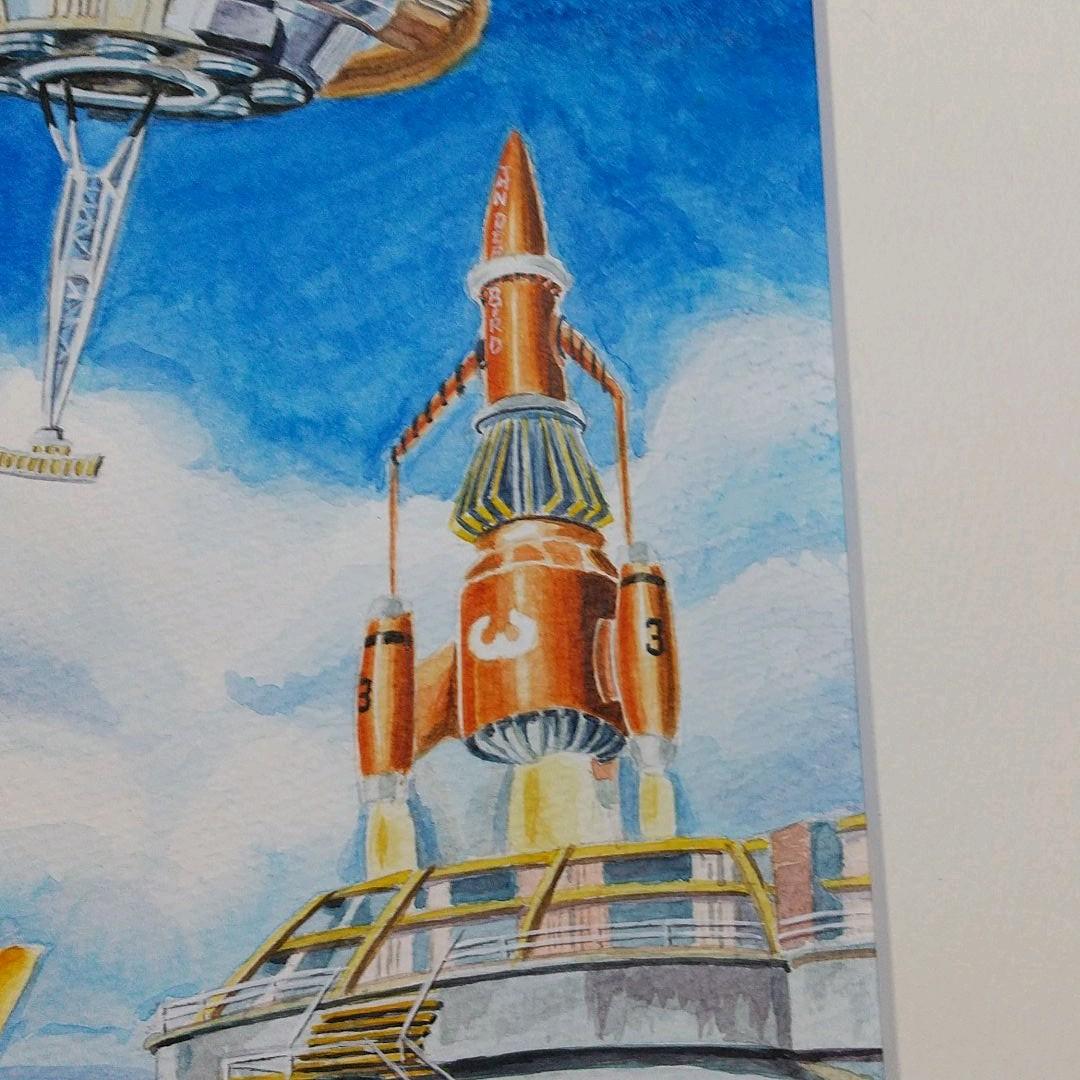 水彩画肉筆　サンダーバード