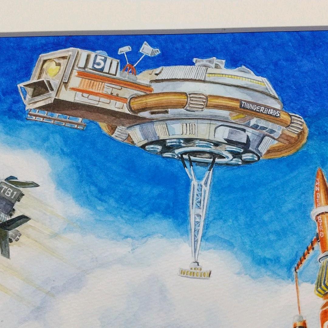 水彩画肉筆　サンダーバード