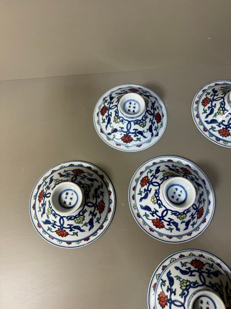 2368  中国骨董　大明萬暦年製銘4客　大明嘉靖年製銘2客　鯉文　鉢　合計6客