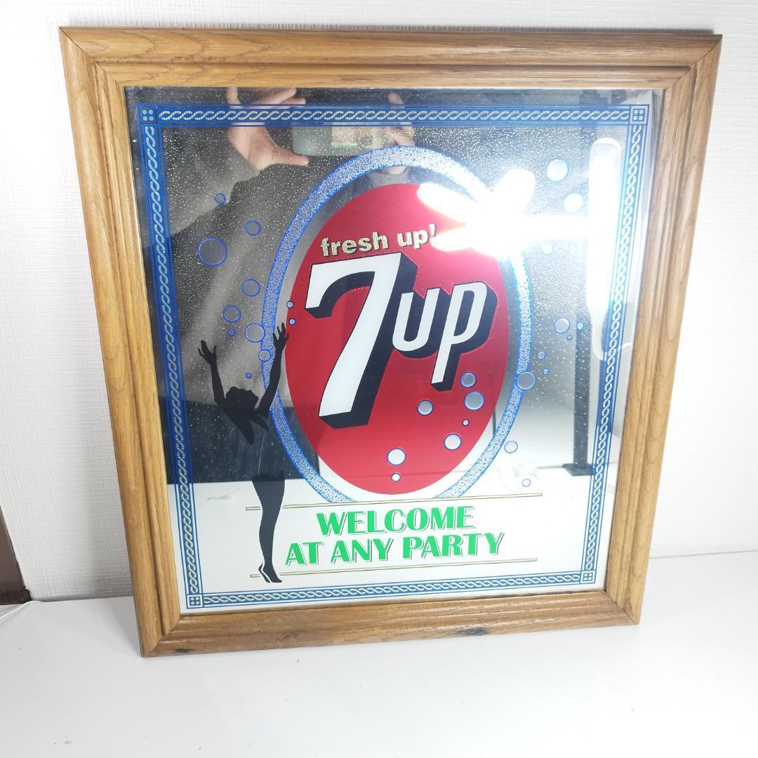7up セブンアップ パブミラー 美品 看板 アドバタイジング 鏡 ビ IO64