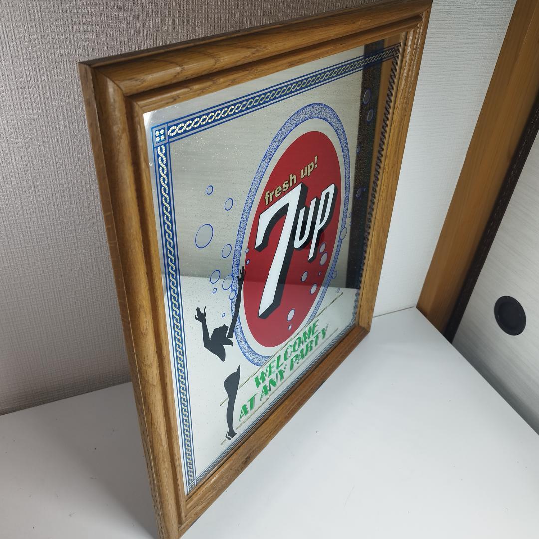 7up セブンアップ パブミラー 美品 看板 アドバタイジング 鏡 ビ IO64