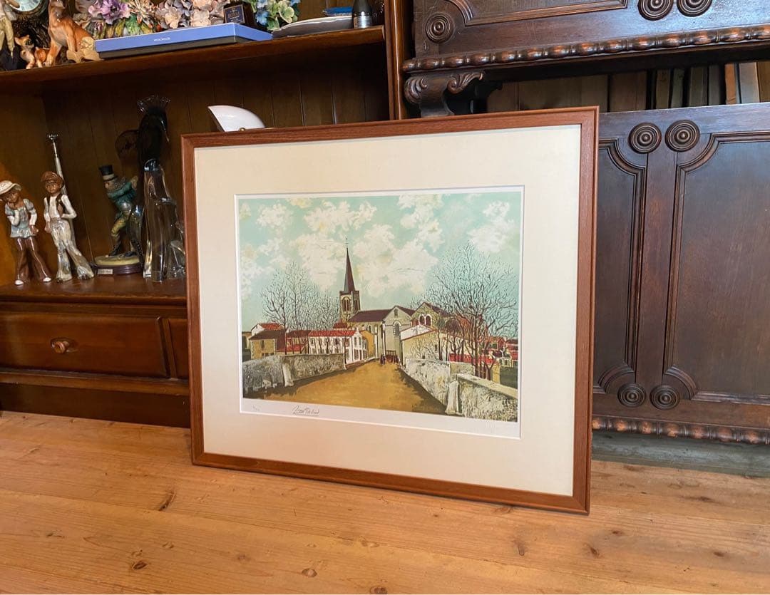 モーリス•ユトリロ 郊外の教会 ムルロー版 リトグラフ 絵画