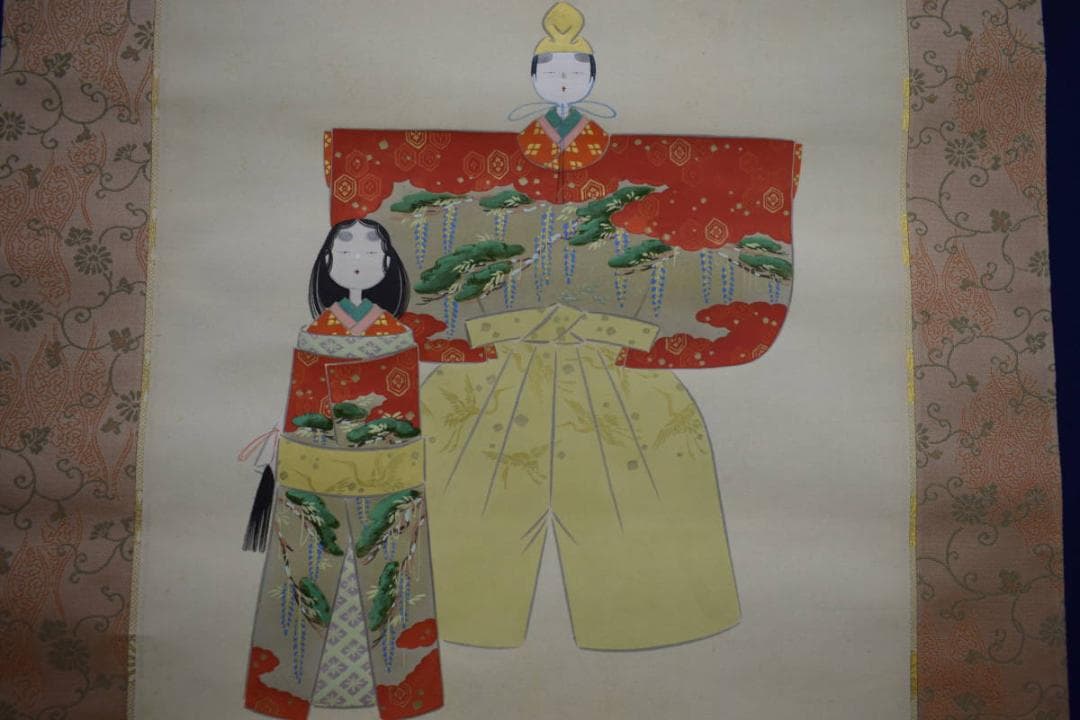 不詳/作者不詳/立雛図/桃の節句/布袋屋掛軸HJ-542