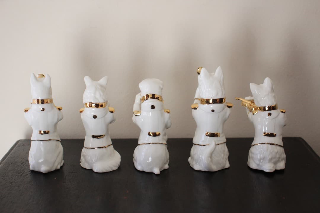 未使用・箱入　PICK BOY　犬　置物　演奏会　５匹　陶器人形　フィギュリン