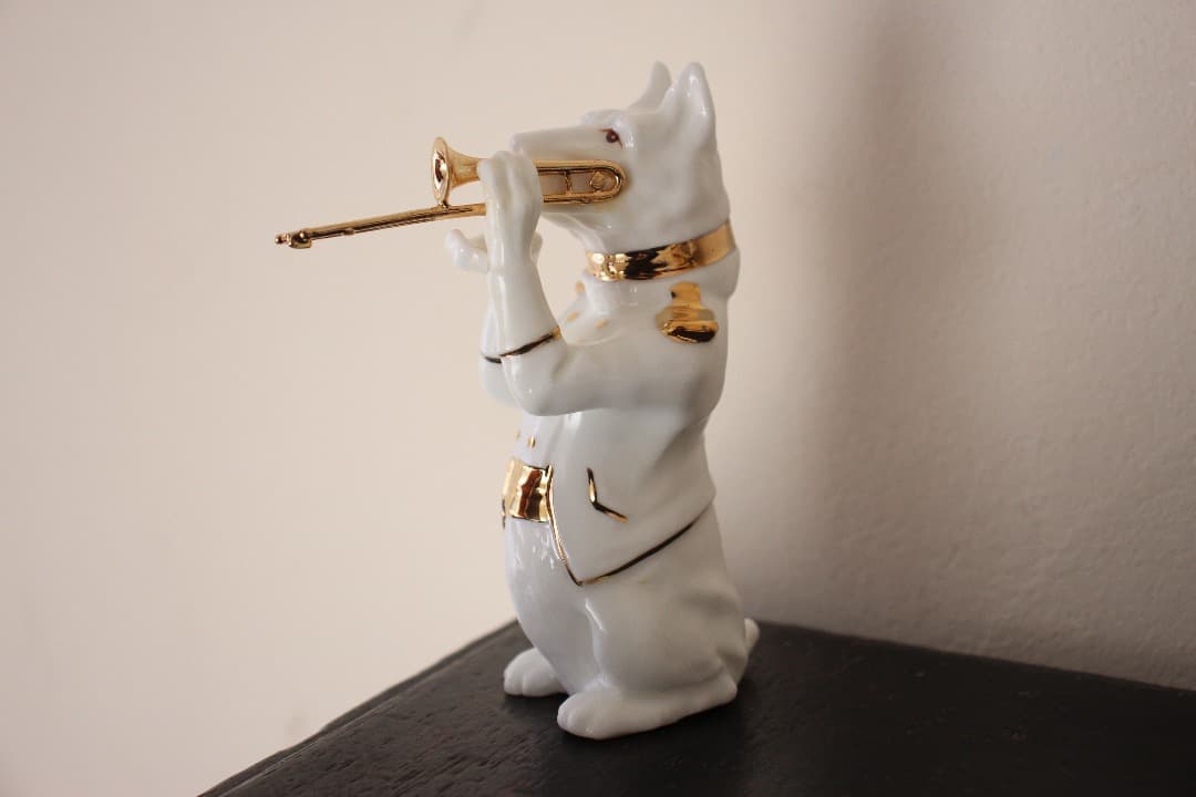 未使用・箱入　PICK BOY　犬　置物　演奏会　５匹　陶器人形　フィギュリン