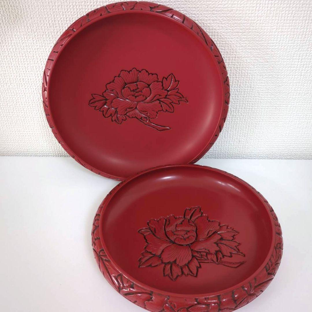 村上木彫堆朱　菓子鉢　大・小セット