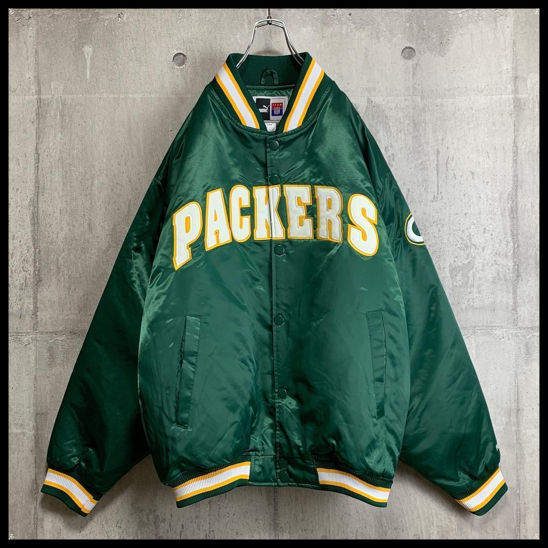 希少★NFL PACKERS ボタン式 スタジャン ボンバージャケット ロゴ刺繍