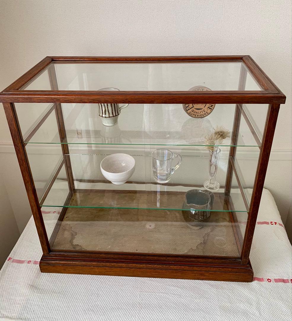 イギリスアンティーク　ガラスショーケース　ヴィンテージ　手渡しのみ　★発送不可