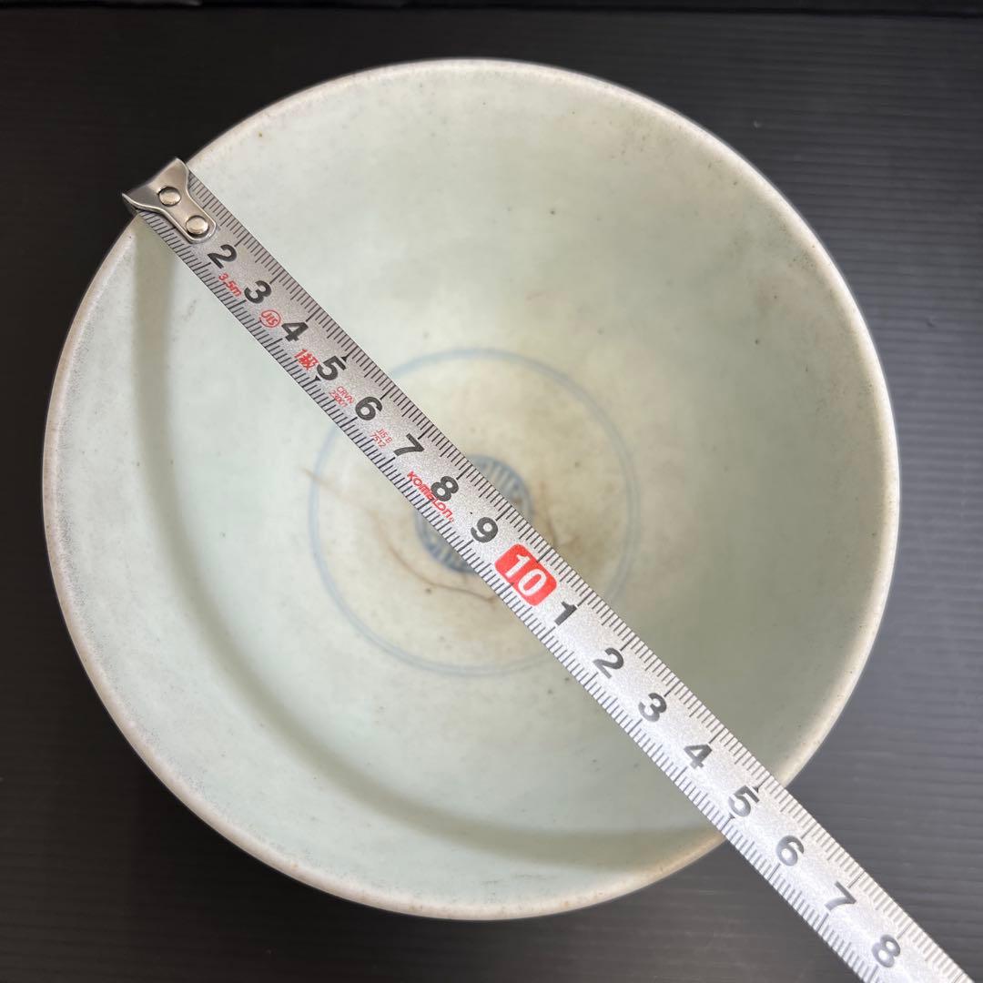 李朝中期　分院　染付コウモリ花文鉢　木箱付　口径15.7㎝　東Y7-1016②