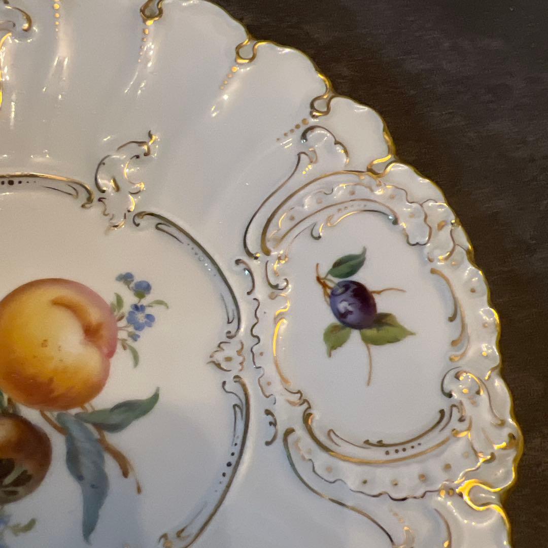 マイセン　フルーツ　フラワー　金彩　プレート