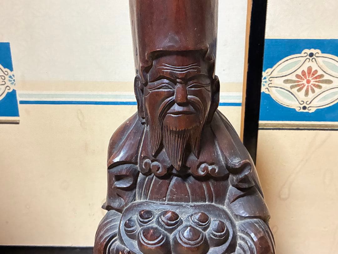 木製 彫刻 中国？ 人物像 約44㎝ 唐物