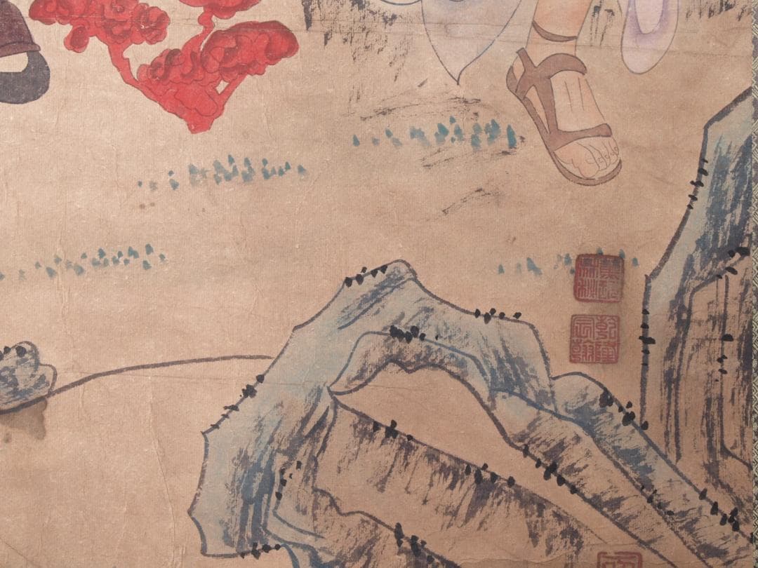 【骨董掛け軸】人物図　中国宋時代　林椿作 肉筆保證 　掛け AK966A12-3