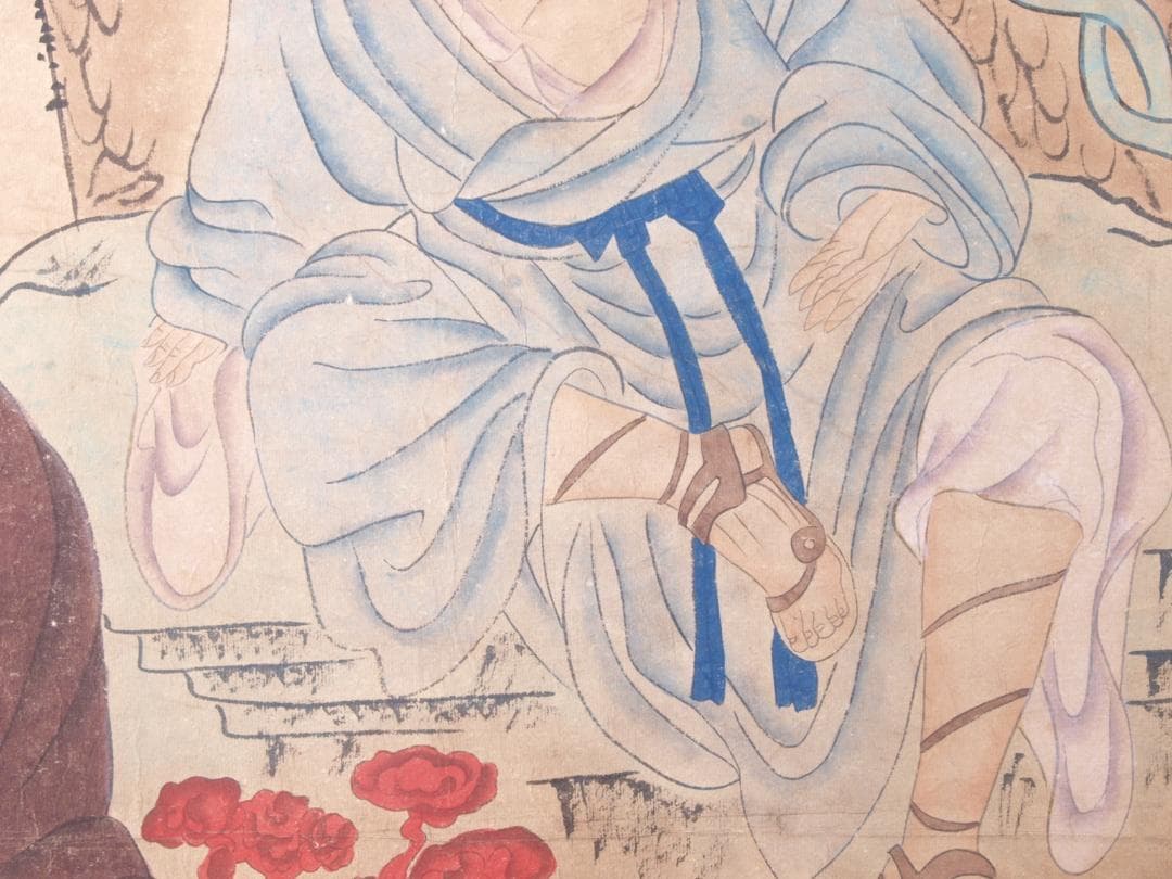 【骨董掛け軸】人物図　中国宋時代　林椿作 肉筆保證 　掛け AK966A12-3