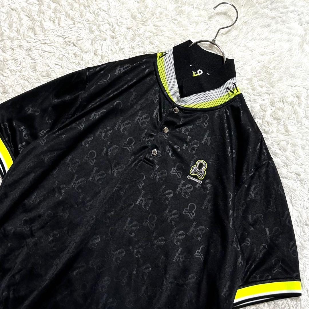 【新品同様】 現行品 マークアンドロナ ポロシャツ ロゴプレート 50 XL 黒