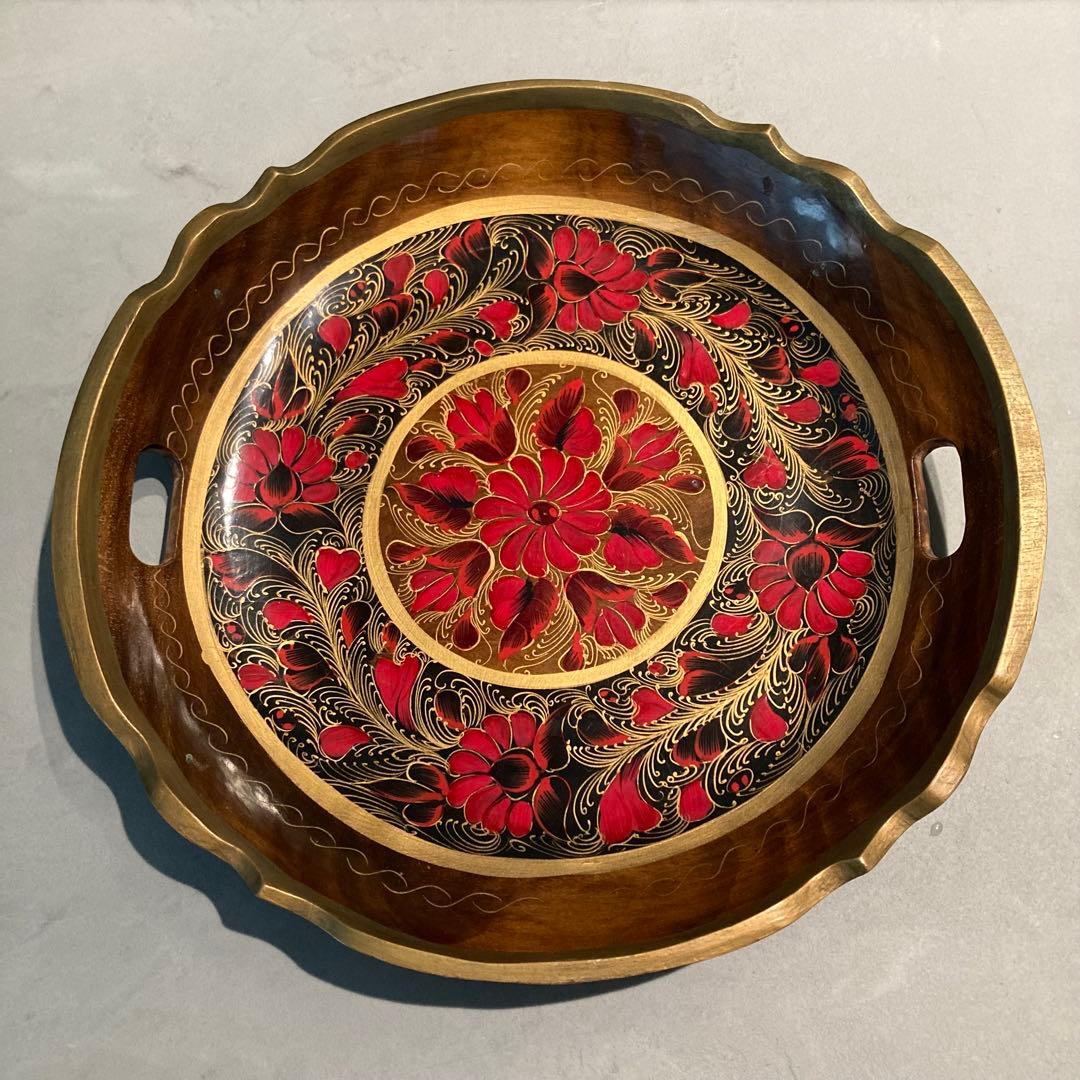 ロシア伝統工芸品 ホフロマ塗り 漆器 トレイ 小物入れ 食器 12点セット