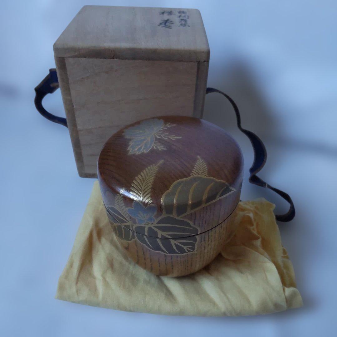 欅棗 中棗 塗師 林哲山 作 『 踊桐蒔絵 』棗 蒔絵 共箱 茶道具 美品 です