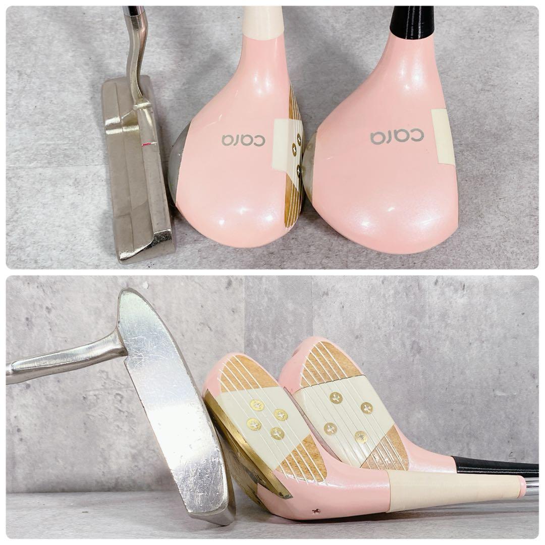 V897 ゴルフクラブ レディース セット 格安 赤 パーシモン 練習 女子