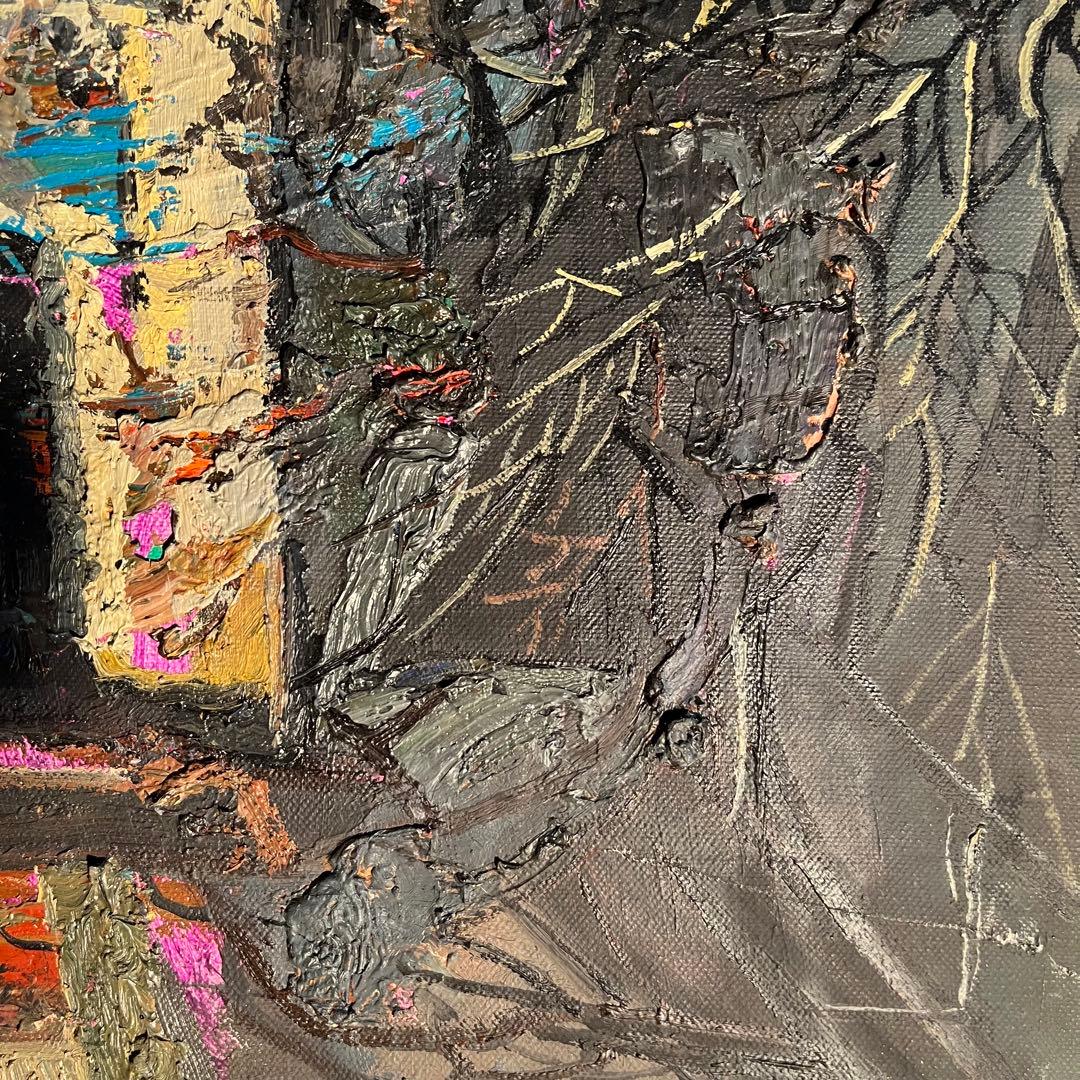 ★真作★ 文勝(ウンシュン) 門 油絵 額付き 貴重作品