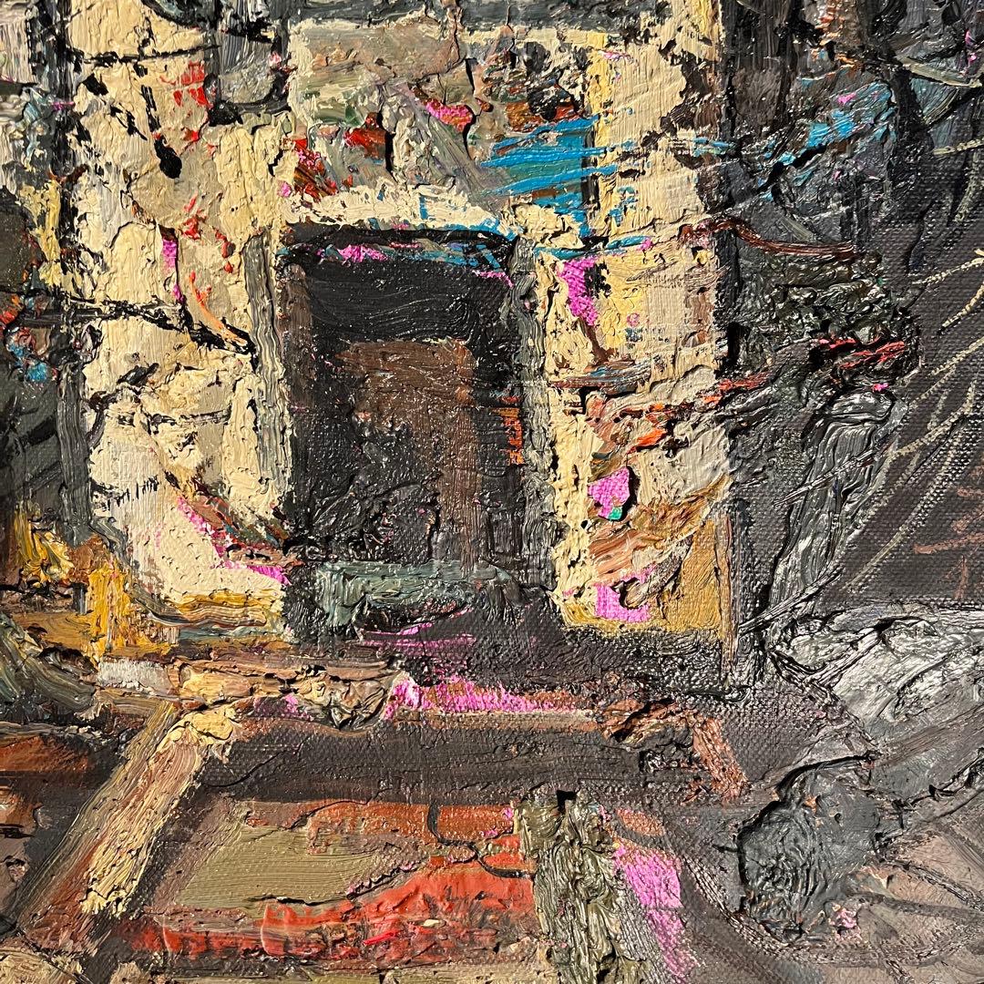 ★真作★ 文勝(ウンシュン) 門 油絵 額付き 貴重作品