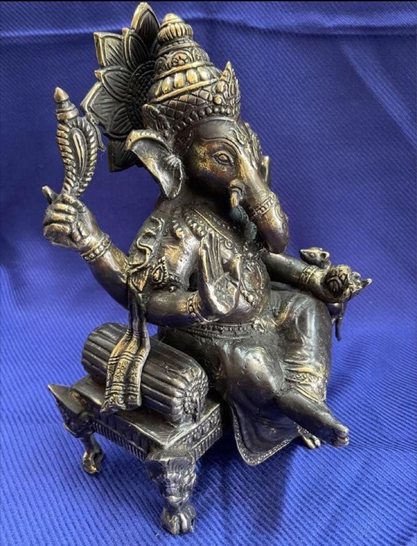 ガネーシャ像　風水置物　ブロンズ　真鍮　☆アンティーク 守り神